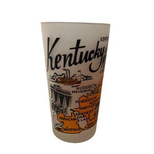 Kentucky State Souvenir Glass Hazel Atlas 50s 60s Frosted Tumbler Derby Lincoln